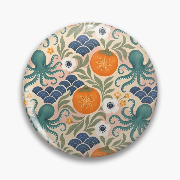 Item preview, Persimmon Octopus Tile Garden Pattern designed and sold by aihrgdesign.