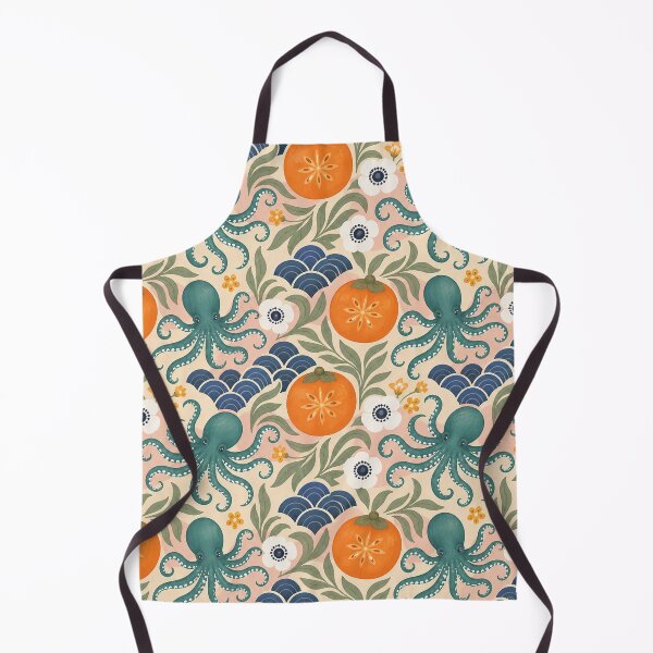 Item preview, Persimmon Octopus Tile Garden Pattern designed and sold by aihrgdesign.