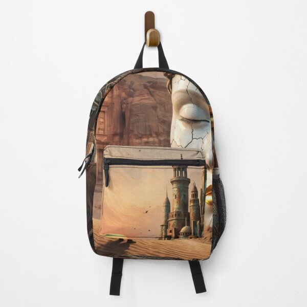 Item preview, Ancient Desert Cyberpunk Petra Head City Surreal Ruins Art designed and sold by RAMIX-Y2K.