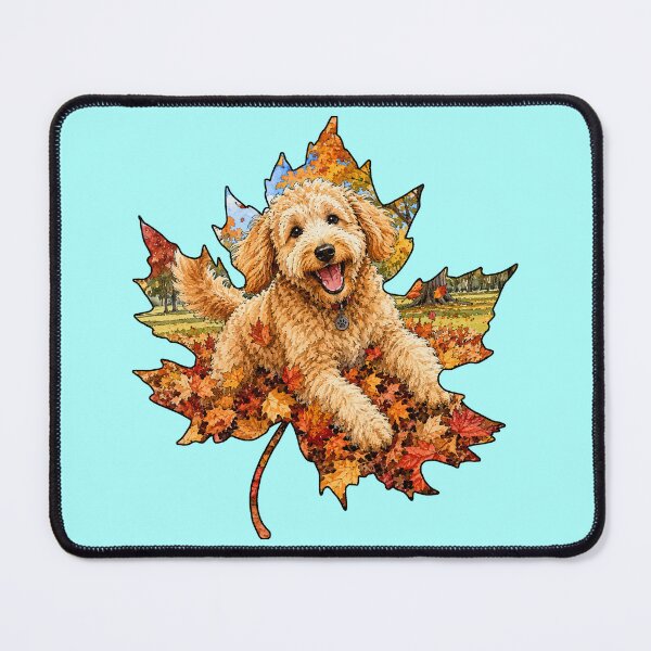 Item preview, Fall Goldendoodle Playing In Autumn Leaves designed and sold by Lion and Lamb Design.