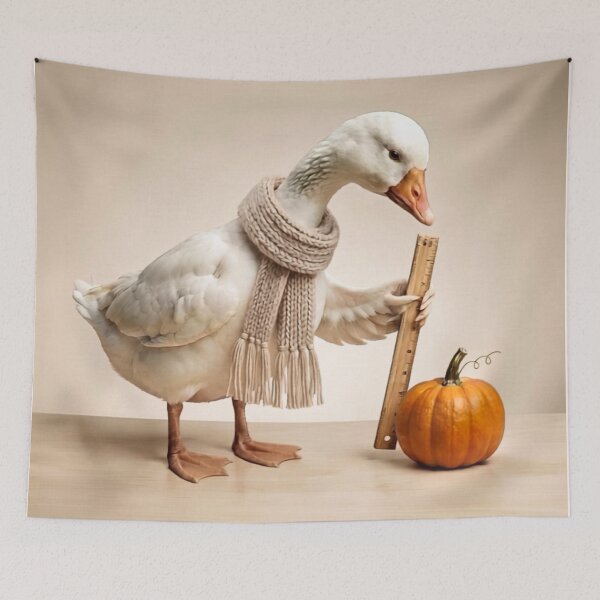 Item preview, Goose Measuring a Pumpkin designed and sold by knitcorner26.