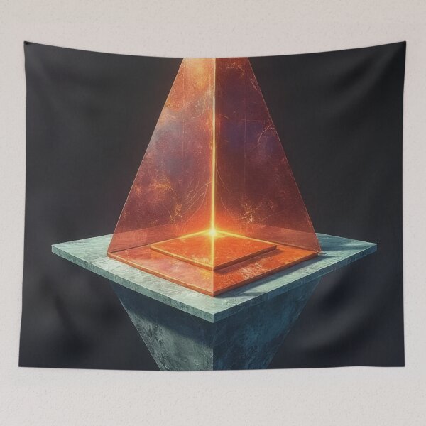 Item preview, Mystical pyramid-shaped crystal on a floating platform designed and sold by Mianku | Für das Leben.