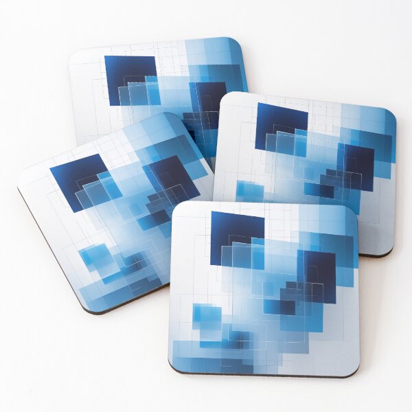 Item preview, Futuristic Blue Abstract Squares | Geometric Minimalist Digital Art designed and sold by semenol.
