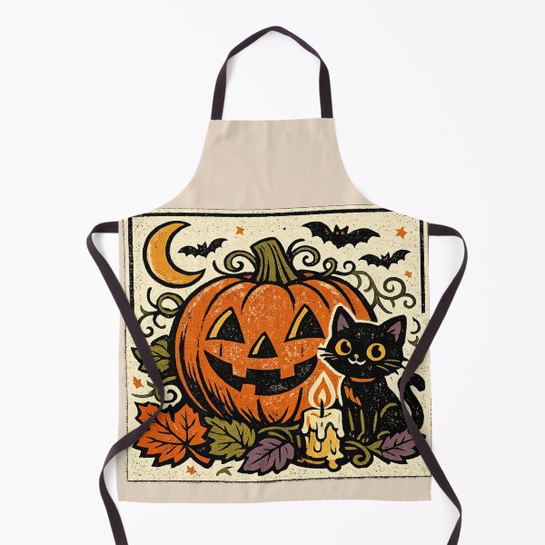 Item preview, Vintage Halloween Pumpkin and Black Cat designed and sold by Myra365Art.