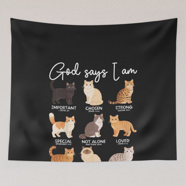 Item preview, God Says I Am Bible Verses Christian Scripture Cat designed and sold by CriseldaBruning.