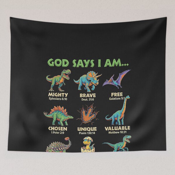 Item preview, God Says I Am Bible Verses Dinosaurs for Christian Boys designed and sold by CriseldaBruning.