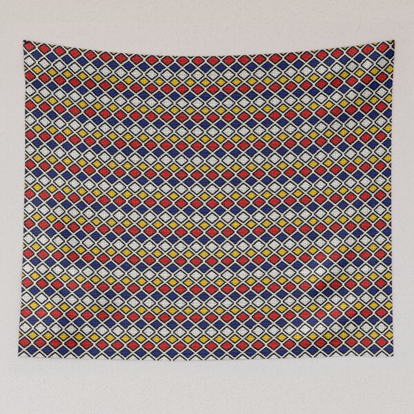 Item preview, Vibrant Beaded Color Pop Diamonds Geometric Pattern – Bright Red, Blue, Yellow & Black Mosaic designed and sold by WheresMyMojo.