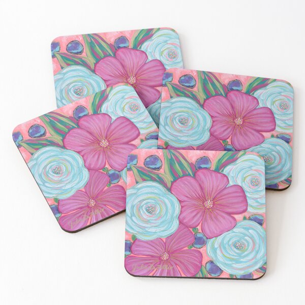 Item preview, The Painter’s Garden Pink and Coral Floral designed and sold by Julie DeTullio.