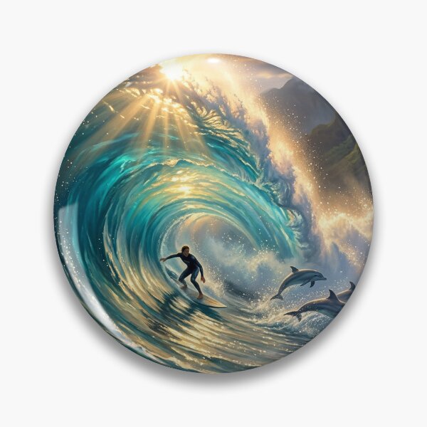 Item preview, Sunlit Awakening — Surf and Dolphins designed and sold by Hawaii26.