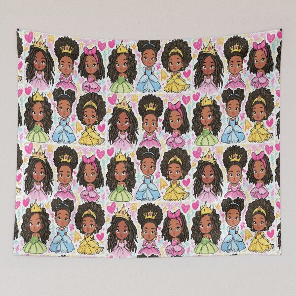 Item preview, Cute Little Princesses Kawaii Crayon Scribble Print Pattern designed and sold by RichardRags.