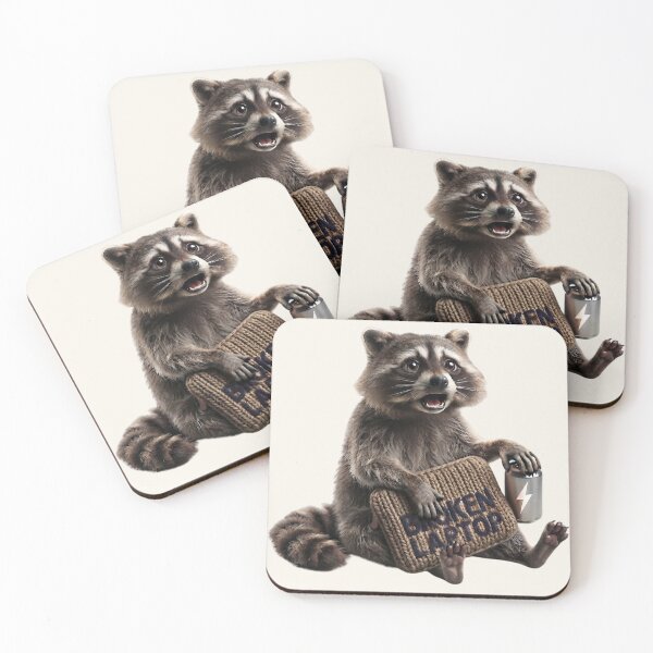 Item preview, Raccoon Holding a Broken Laptop designed and sold by knitcorner26.