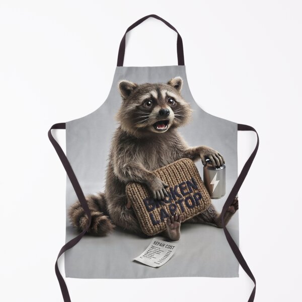 Item preview, Raccoon Holding a Broken Laptop designed and sold by knitcorner26.
