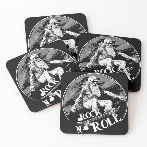 Item preview, Bearded Skateboarder Rock N Roll Monochrome Street Art designed and sold by inkoutninja.