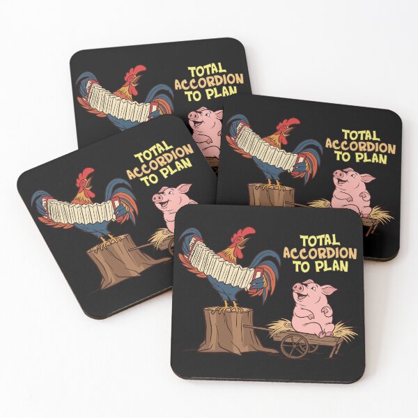 Item preview, Total Accordion to Plan - Funny Rooster & Pig Music Pun designed and sold by PhynerDesigns.