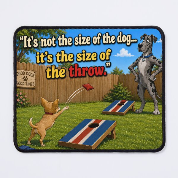 Item preview, It's Not the Size of the Dog... It's the Size of the Throw | Funny Cornhole Dogs Cartoon designed and sold by AnimalMarvels.