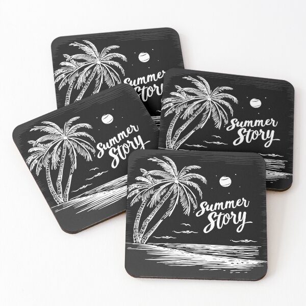 Item preview, Summer Story Tropical Beach Monochrome Vacation Art designed and sold by inkoutninja.