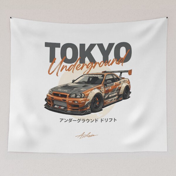 Item preview,  Tokyo Underground JDM Streetwear Graphic | Japanese Drift Car Vintage Racing Aesthetic T-Shirt & Sticker designed and sold by limos.