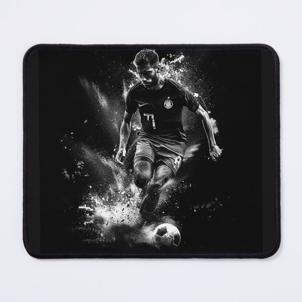 Item preview, Dynamic Soccer Player Dribbling Monochrome Sports Action Art designed and sold by inkoutninja.