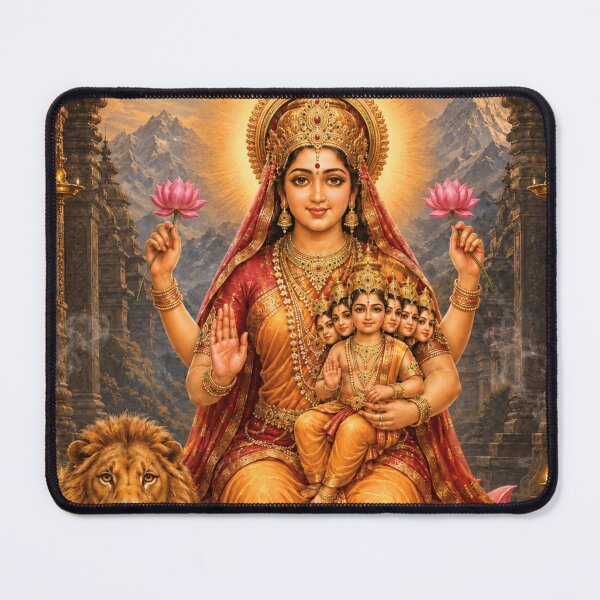 Item preview, Skandamata Devi with Six-Faced Lord Skanda | Navadurga Divine Mother Art designed and sold by Homyar.