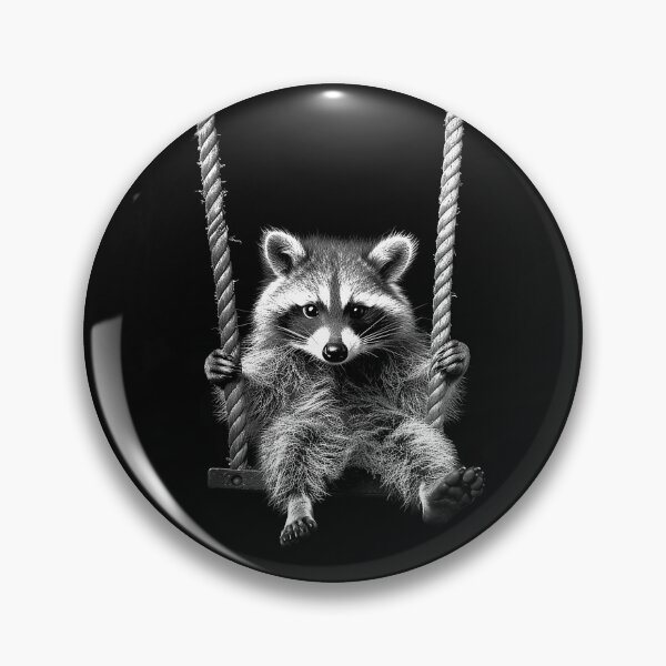 Item preview, Cute Raccoon on a Swing Monochrome Woodland Animal Art designed and sold by inkoutninja.