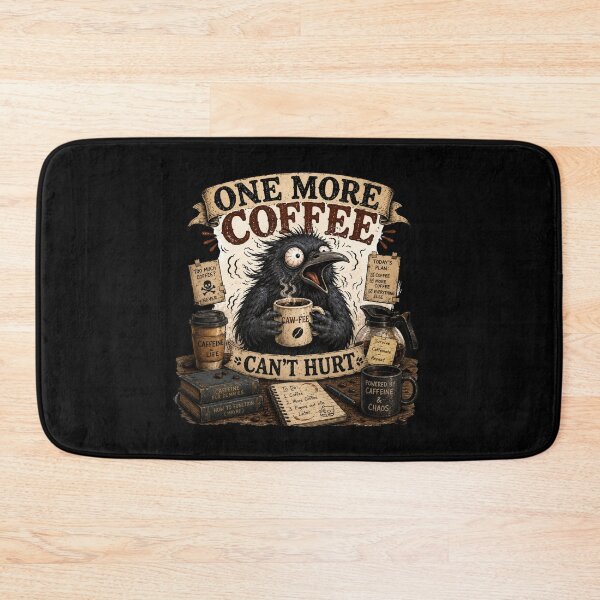 Item preview, Overcaffeinated Crow | One More Coffee Can't Hurt | Funny Coffee Bird Illustration designed and sold by RJACreative.