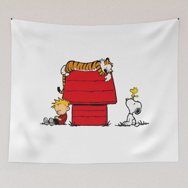 Item preview, Snoopy and Woodstock vs Calvin và Hobbes Funny Doghouse Art designed and sold by artizallart.