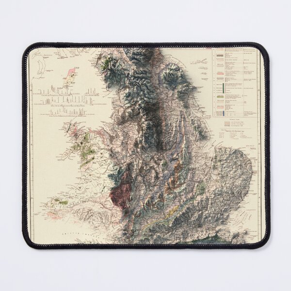 Item preview, 1842 England Shaded Relief Map 3D digitally rendered designed and sold by ThinkAboutMaps.