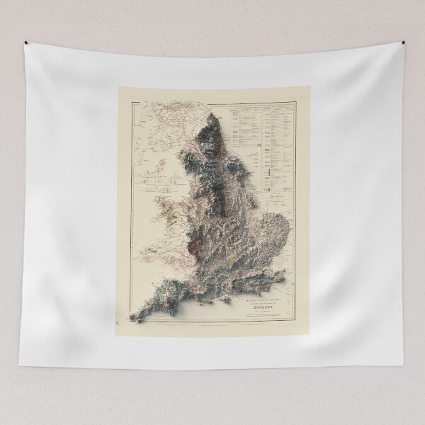 Item preview, 1842 England Shaded Relief Map 3D digitally rendered designed and sold by ThinkAboutMaps.