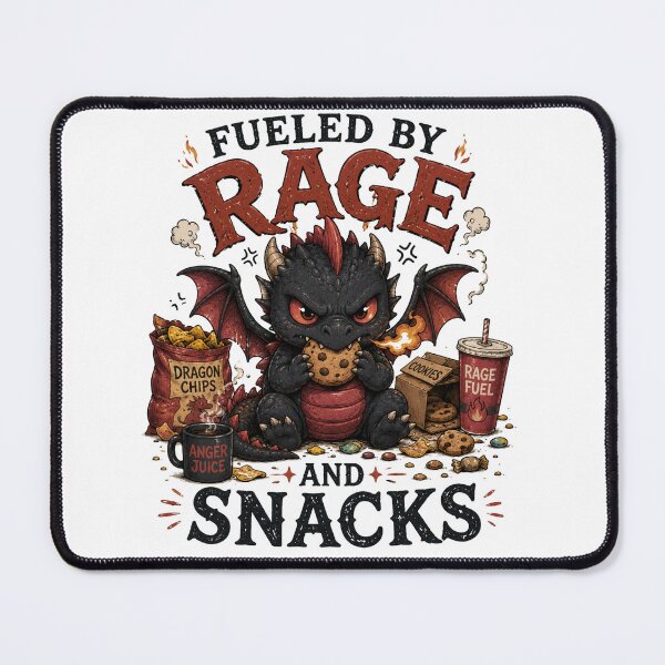Item preview, Tiny Dragon "Fueled by Rage and Snacks" | Funny Fantasy Dragon Illustration designed and sold by RJACreative.