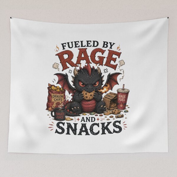 Item preview, Tiny Dragon "Fueled by Rage and Snacks" | Funny Fantasy Dragon Illustration designed and sold by RJACreative.