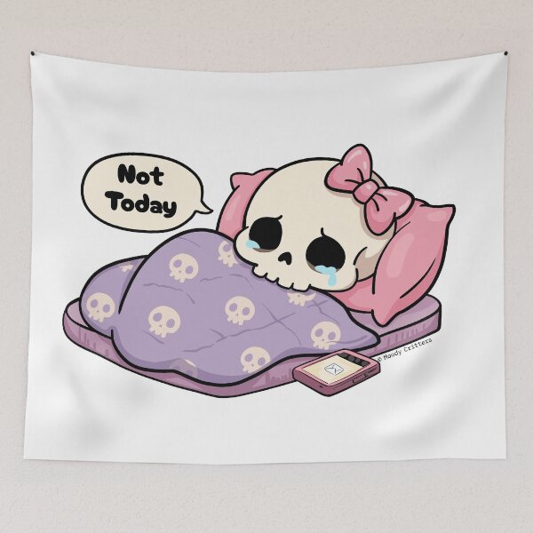 Item preview, Sad Skeleton Not Today Bed Mood designed and sold by Moody Critters.