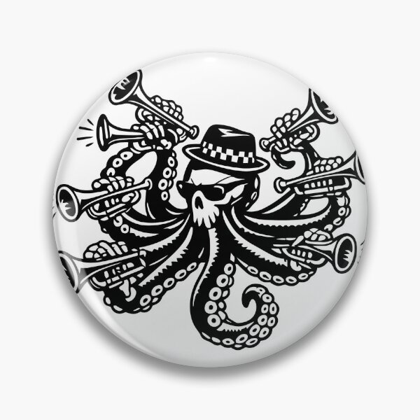 Item preview, Ska Octopus Playing Eight Trumpets | 2 Tone Rude Boy Illustration designed and sold by PIXEL POP DESIGNS - Beyond the Norm!.