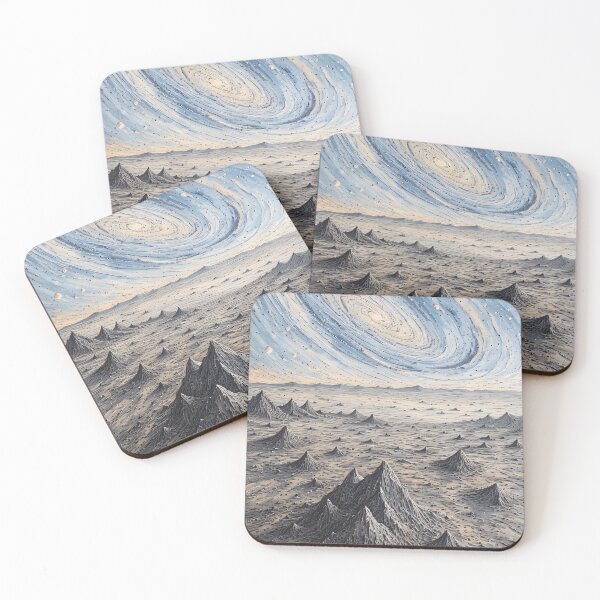 Item preview, Cosmic nebulae over rugged rocky landscape designed and sold by Mianku | Für das Leben.