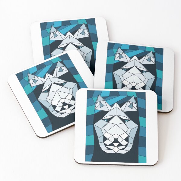 Item preview, Vibrant Arctic Fox Portrait with Blue Geometric Background designed and sold by MandyCatelyn.