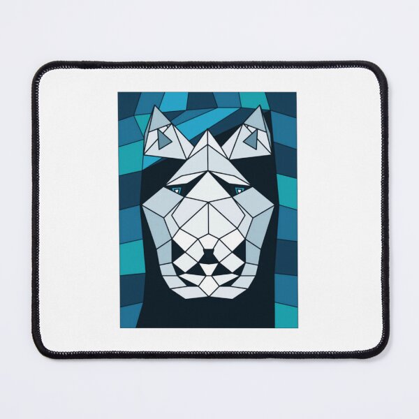 Item preview, Vibrant Arctic Fox Portrait with Blue Geometric Background designed and sold by MandyCatelyn.