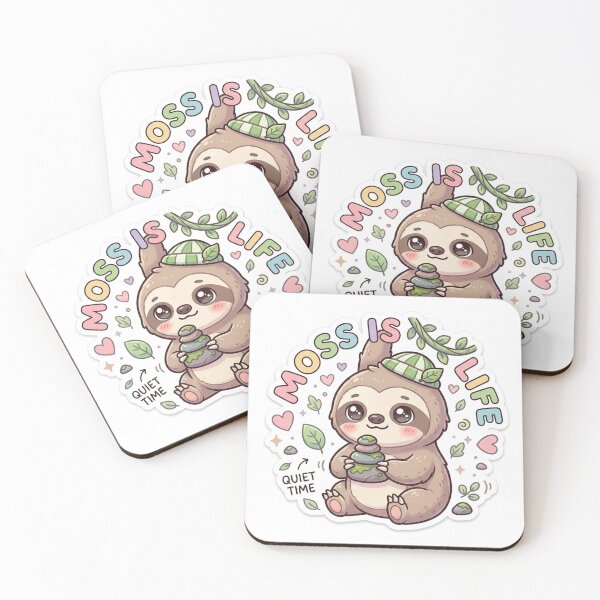 Item preview, Cute Kawaii Moss Is Life Sloth Sticker | Anime Style Quiet Time Zen Chibi Sloth Art | Plant Lover Sticker designed and sold by Chipkooo.
