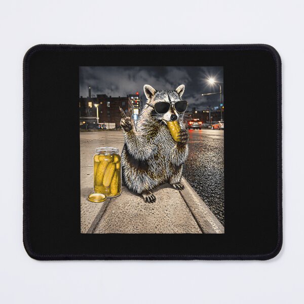 Item preview, Cool Raccoon Eating Pickles Funny Trash Panda Meme designed and sold by CocoLama.