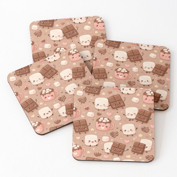 Item preview, Cute Chocolate & Marshmallow Friends Kawaii Seamless Pattern | Cozy Hot Cocoa Dessert designed and sold by Moonlight Studio.
