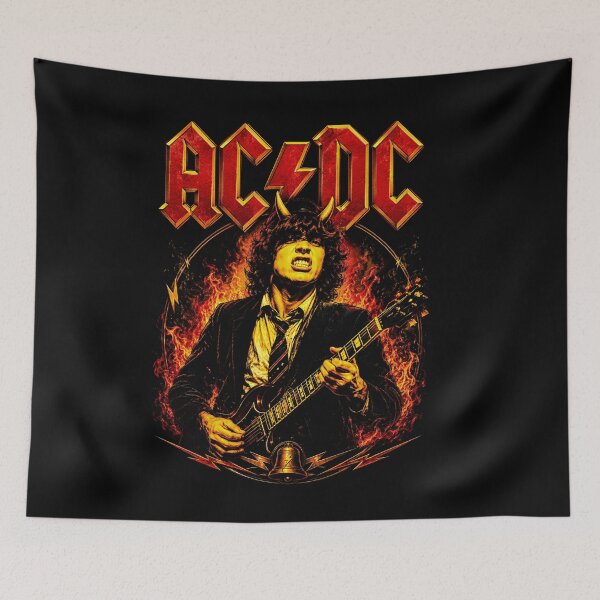 Item preview, AC/DC Fiery Angus Young Vintage Rock Design designed and sold by interdesigner.