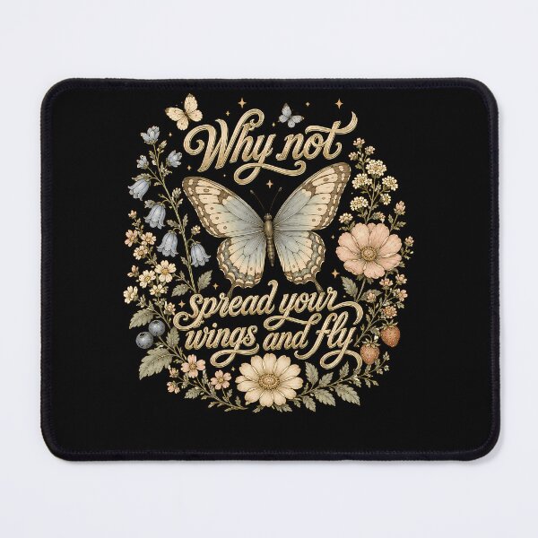 Item preview, Why Not Spread Your Wings And Fly – Inspirational Butterfly Floral Cottagecore Design designed and sold by PosiMCreations.
