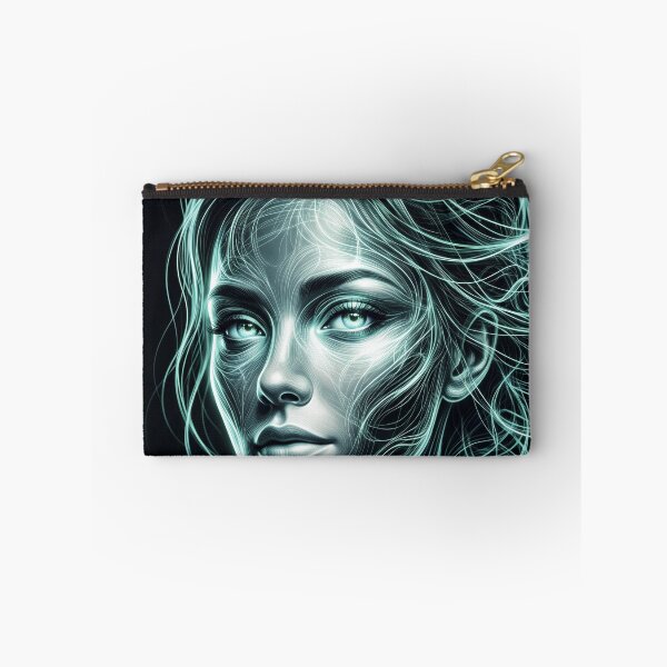 Item preview, Neon Cyan Glow Neural Woman Cyberpunk Glowing Energy Portrait designed and sold by RAMIX-Y2K.