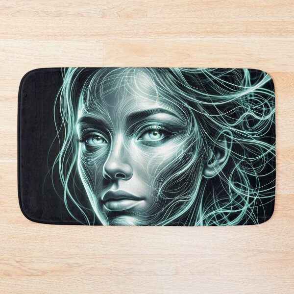 Item preview, Neon Cyan Glow Neural Woman Cyberpunk Glowing Energy Portrait designed and sold by RAMIX-Y2K.