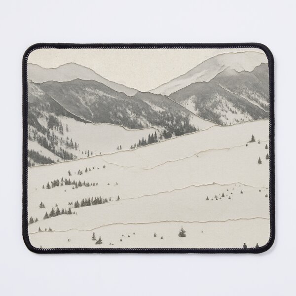 Item preview, Skiers in a Vast Winter Mountain Landscape with Pine Trees Illustration designed and sold by BlueBerry45.