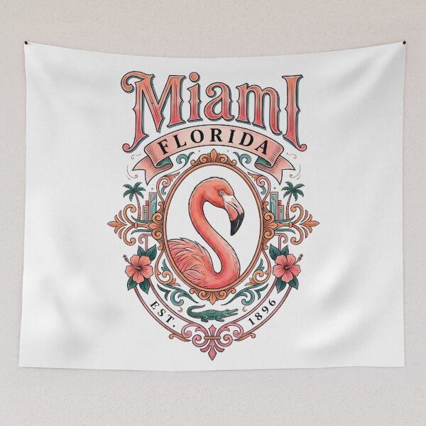 Item preview, Miami Florida Vintage Flamingo Emblem designed and sold by castillomiami.