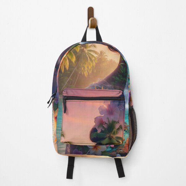 Item preview, Tropical Goddess Double Exposure Waterfall Sunset Fantasy Art | Paradise Nature Portrait designed and sold by DreamyWallVibes.