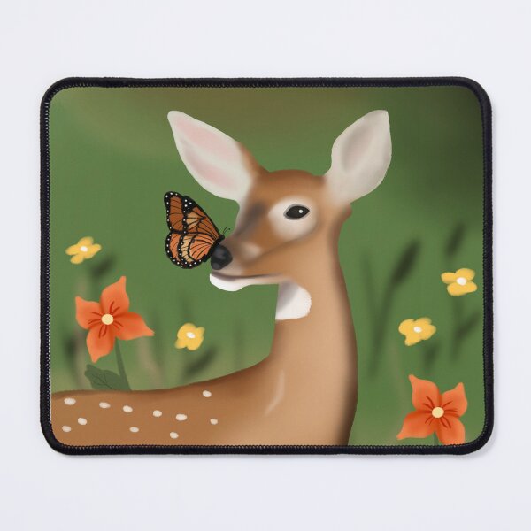 Item preview, Deer with butterfly on its nose illustration painting designed and sold by tornasolhaze.
