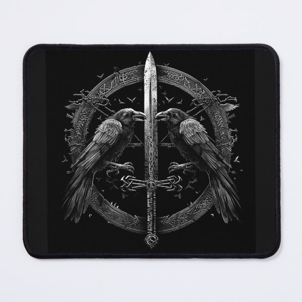 Item preview, Twin Ravens and Celtic Sword Gothic Norse Emblem designed and sold by inkoutninja.