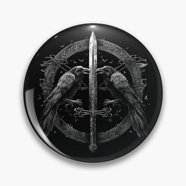 Item preview, Twin Ravens and Celtic Sword Gothic Norse Emblem designed and sold by inkoutninja.