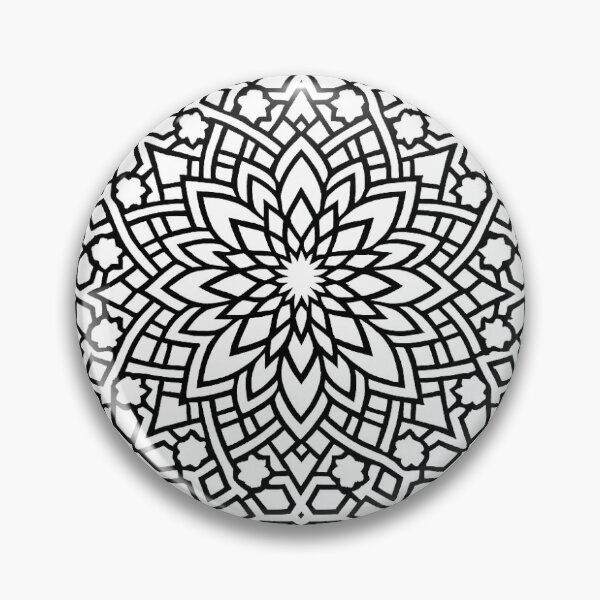 Item preview, Minimalist Andalusian Floral Geometry | Islamic Geometric Pattern | Black & White Vector designed and sold by DesertInkArt.