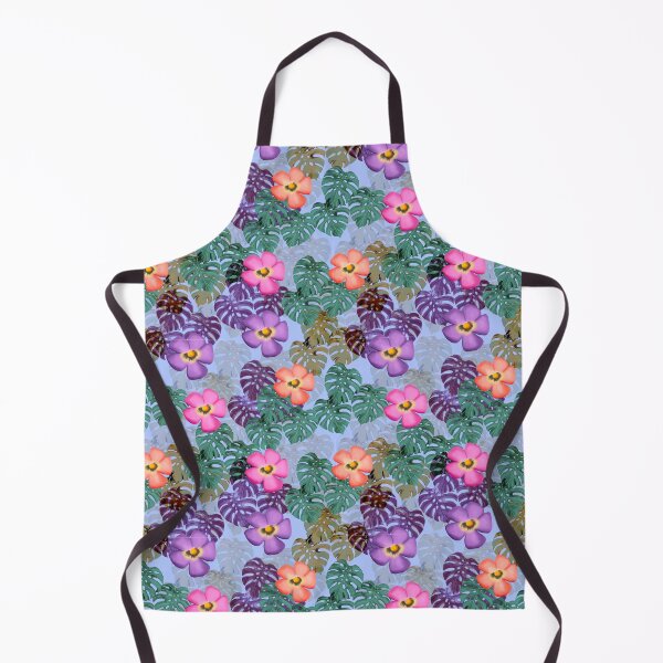 Item preview, Tropical floral pattern blue background designed and sold by tornasolhaze.